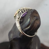 14k tri colored gold c.1920's floral filigree Deco amethyst & seed pearls