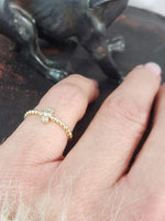 14k yellow gold 5 diamond flower band