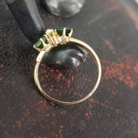 10k gold Victorian seed pearl & green tourmaline ring