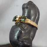 10k gold Victorian seed pearl & green tourmaline ring