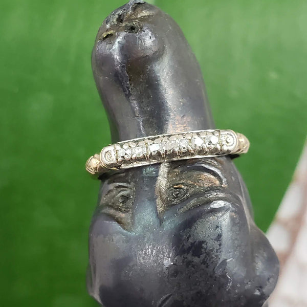 14k gold two tone 7 old cut diamond estate band