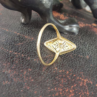 Platinum & 18k two tone Art Deco 9 diamond navette ring