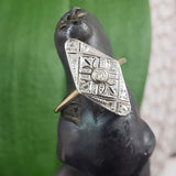 Platinum & 18k two tone Art Deco 9 diamond navette ring