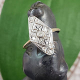 Platinum & 18k two tone Art Deco 9 diamond navette ring