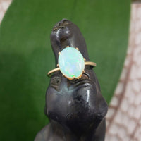 10k yellow gold opal estate ring