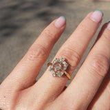 Victorian rose cut diamond ring - 14k yellow gold & silver top