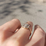 Victorian rose cut diamond ring - 14k yellow gold & silver top