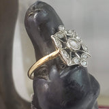 Victorian rose cut diamond ring - 14k yellow gold & silver top