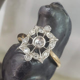 Victorian rose cut diamond ring - 14k yellow gold & silver top