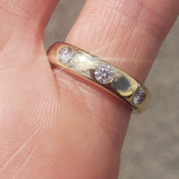 14k yellow gold gypsy set 8 diamond eternity Band - size 5.5