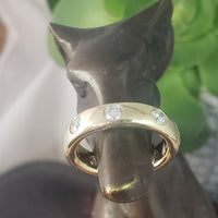 14k yellow gold gypsy set 8 diamond eternity Band - size 5.5