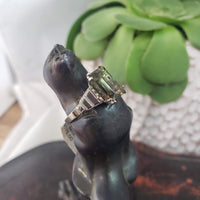 10k white gold Watermelon Tourmaline Deco estate Ring