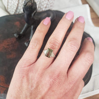 10k white gold Watermelon Tourmaline Deco estate Ring