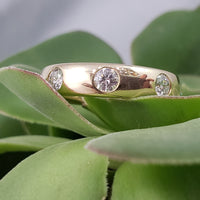 14k yellow gold gypsy set 8 diamond eternity Band - size 5.5