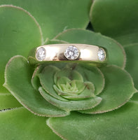 14k yellow gold gypsy set 8 diamond eternity Band - size 5.5