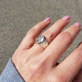 14k white gold Moonstone & diamond Retro ring