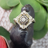 Platinum & 14k yellow gold diamond Edwardian filigree Ring