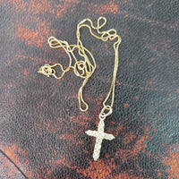 14k yellow gold diamond CROSS pendant necklace