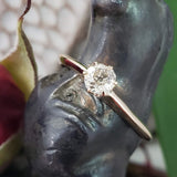 10k yellow gold old mine cut diamond solitaire antique estate ring - .37ct
