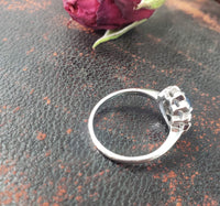 14k white gold rose cut blue sapphire & diamond halo estate ring
