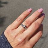 14k white gold c.40s-50s emerald cut diamond engagement ring bridal set