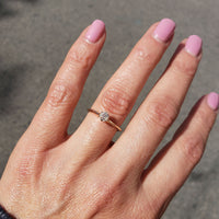 10k yellow gold old mine cut diamond solitaire antique estate ring - .37ct