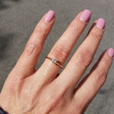 10k yellow gold old mine cut diamond solitaire antique estate ring - .37ct