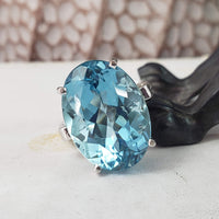 14k white gold HUGE Aquamarine Ring - 18.41ct