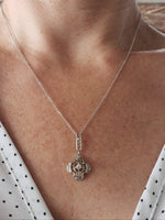 platinum & 18k gold Deco c.20's s diamond filigree necklace pendant
