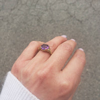 14k gold filigree amethyst ring
