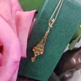 10k gold pearl & diamond filigree Deco necklace pendant lavaliere