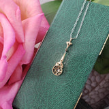 Platinum & 14k Yellow gold Deco c.20s sapphire & diamond necklace pendant