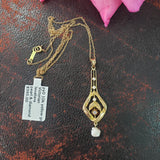 10k gold Victorian old mine cut diamond & pearl necklace pendant lavaliere