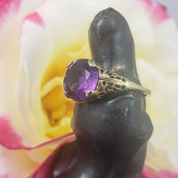 14k gold filigree amethyst ring