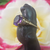 14k gold filigree amethyst ring
