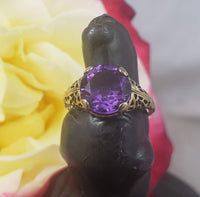 14k gold filigree amethyst ring