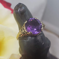 14k gold filigree amethyst ring