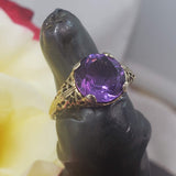 14k gold filigree amethyst ring