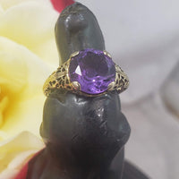 14k gold filigree amethyst ring