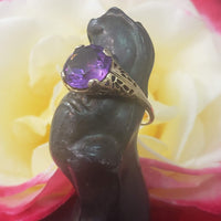 14k gold filigree amethyst ring
