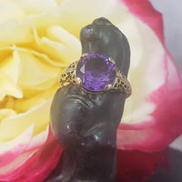 14k gold filigree amethyst ring