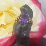 14k gold filigree amethyst ring