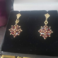 14k gold Estate rose cut garnet Earrings
