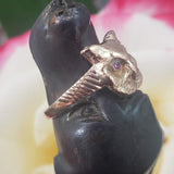 10k gold Victorian ruby OWL ring