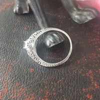 14k white gold green sapphire c.20s filigree Ring