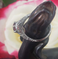 Platinum pink raspberry Tourmaline & diamond filigree Ring