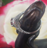 Platinum pink raspberry Tourmaline & diamond filigree Ring