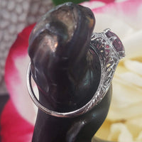 Platinum pink raspberry Tourmaline & diamond filigree Ring