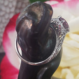Platinum pink raspberry Tourmaline & diamond filigree Ring