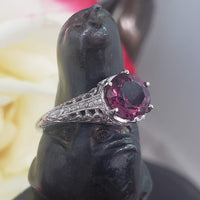 Platinum pink raspberry Tourmaline & diamond filigree Ring
